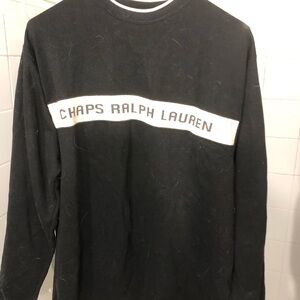 Vintage Chaps Ralph Lauren Black Sweatshirt with Classic Crew Neck